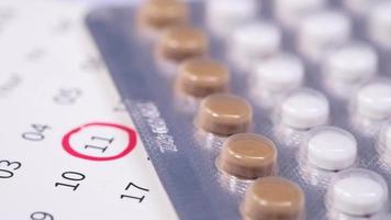 birth control pills , calendar on table video