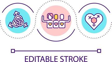 Different sexual orientation loop concept icon. Bisexual partners relationship. LGBTQ lovers abstract idea thin line illustration. Isolated outline drawing. Editable stroke vector