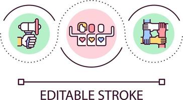 LGBT awareness loop concept icon. Stay informed and updated. LGBT community support abstract idea thin line illustration. Isolated outline drawing. Editable stroke vector