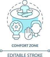Comfort zone turquoise concept icon. Low anxiety state. Resisting changes reason abstract idea thin line illustration. Isolated outline drawing. Editable stroke vector