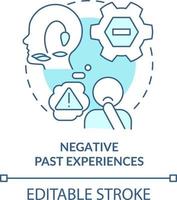 Negative past experiences turquoise concept icon. Resisting changes reason abstract idea thin line illustration. Isolated outline drawing. Editable stroke vector