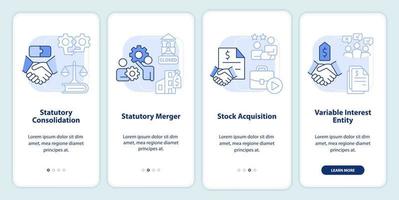 negocio consolidación ligero azul inducción móvil aplicación pantalla. recorrido 4 4 pasos editable gráfico instrucciones con lineal conceptos. ui, ux, gui modelo vector