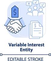 variable interesar entidad ligero azul concepto icono. negocio consolidación estrategia resumen idea Delgado línea ilustración. aislado contorno dibujo. editable carrera vector