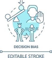 Decision bias turquoise concept icon. Reject new ideas. Adaptability enemy in HR abstract idea thin line illustration. Isolated outline drawing. Editable stroke vector