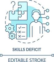 Skills deficit turquoise concept icon. No professional development. Adaptability abstract idea thin line illustration. Isolated outline drawing. Editable stroke vector