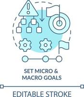 Set micro and macro goals turquoise concept icon. Adaptability tip abstract idea thin line illustration. Isolated outline drawing. Editable stroke vector