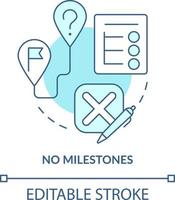 No milestones turquoise concept icon. Progress stages. Barrier to change management abstract idea thin line illustration. Isolated outline drawing. Editable stroke vector