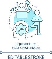 Equipped to face challenges turquoise concept icon. Benefit of workplace adaptability abstract idea thin line illustration. Isolated outline drawing. Editable stroke vector