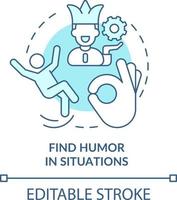 Find humor in situations turquoise concept icon. Witty banter. Dealing with change abstract idea thin line illustration. Isolated outline drawing. Editable stroke vector