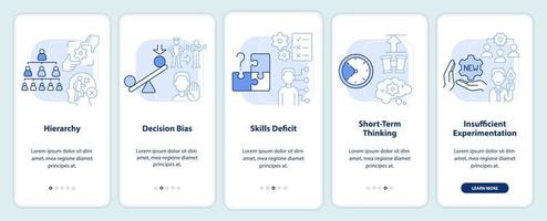 Adaptability enemies in HR light blue onboarding mobile app screen. Walkthrough 5 steps editable graphic instructions with linear concepts. UI, UX, GUI template vector