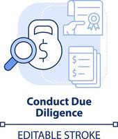 Conduct due diligence light blue concept icon. Documents research. Stage of merger abstract idea thin line illustration. Isolated outline drawing. Editable stroke vector