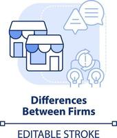 Differences between firms light blue concept icon. Disadvantage of consolidation abstract idea thin line illustration. Isolated outline drawing. Editable stroke vector