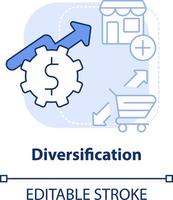 diversificación ligero azul concepto icono. ofrecimiento nuevo productos motivo para fusión resumen idea Delgado línea ilustración. aislado contorno dibujo. editable carrera vector