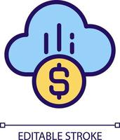 Cloud payment pixel perfect RGB color icon. E-payment adoption. Financial transactions via Internet. Isolated vector illustration. Simple filled line drawing. Editable stroke