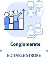 conglomerado negocio fusión ligero azul concepto icono. diferente areas integración resumen idea Delgado línea ilustración. aislado contorno dibujo. editable carrera vector