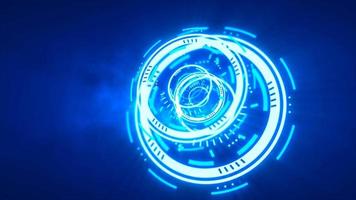 abstrakt runden Blau Ring von Linien hud Elemente Kreise Energie futuristisch wissenschaftlich Hi-Tech Digital abstrakt hud Hintergrund. Video 4k, 60 fps