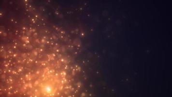 Abstract yellow gold energy particles and dots glowing festive with bokeh effect and blur background, 4k video, 60 fps video