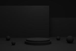 3d rendering of minimal luxury black podium for product presentation backdrop photo