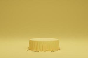 3d rendering of minimal luxury yellow cloth podium for product presentation backdrop photo