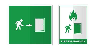fuego emergencia salida firmar etiqueta símbolo icono vector ilustración