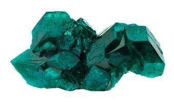 emerald-green dioptase gemstone isolated on white photo