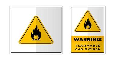 inflamable gas oxígeno advertencia firmar etiqueta símbolo icono vector ilustración