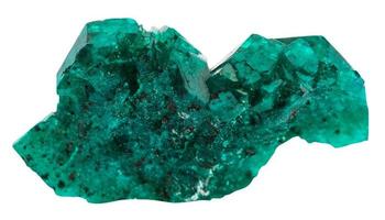 emerald-green crystals of dioptase gemstone photo