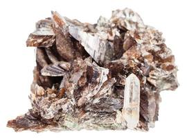 axinite crystals and one quartz crystal in druse photo