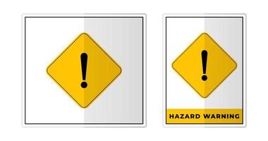 Hazard warning attention with exclamation Sign Label Symbol Icon Vector Illustration