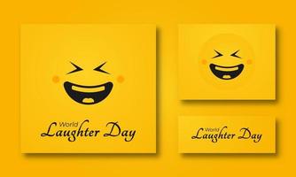 mundo la risa día saludo tarjeta bandera para antecedentes con sonriente emoticon ilustración vector