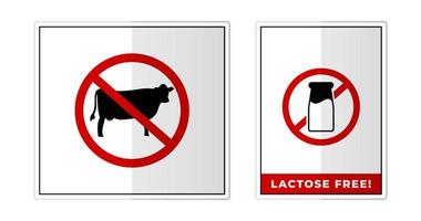 Dairy or Lactose Free Sign Label Symbol Icon Vector Illustration