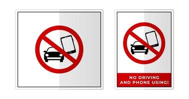 No driving and phone using Sign Label Symbol Icon Vector Illustration