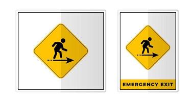Emergency exit Sign Label Symbol Icon Vector Illustration