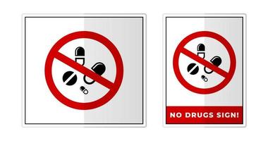 No drugs vector sign, don't use medicaments Sign Label Symbol Icon Vector Illustration