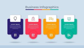 gráfico de proceso de visualización de datos comerciales de infografía de línea de tiempo. gráfico de diagrama abstracto con pasos, opciones vector