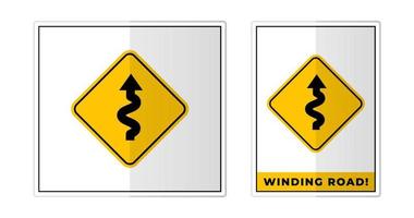 Winding Road Sign Label Symbol Icon Vector Illustration