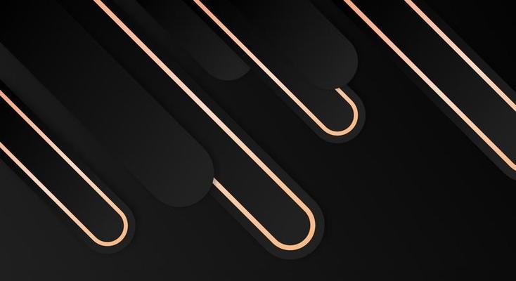 Abstract 3D Background with Gold and Black Lines Paper Cut Style Textured