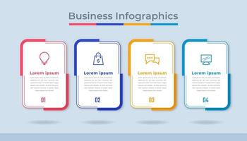 gráfico de proceso de visualización de datos comerciales de infografía de línea de tiempo. gráfico de diagrama abstracto con pasos, opciones vector