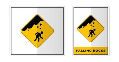 Falling rocks danger Sign Label Symbol Icon Vector Illustration