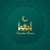 Ramadan Kareem Islamic Greeting Card Banner for Celebrate Muslim Holy Month Vector Illustration