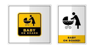 Baby on Board Yellow Sign Label Symbol Icon Vector Illustration