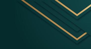 Abstract Premium Dark Green Geometric Overlap Layer with Stripe Golden Lines Luxury Style Background vector