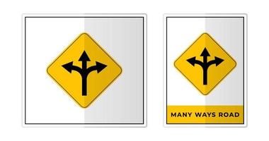 Many ways road Sign Label Symbol Icon Vector Illustration