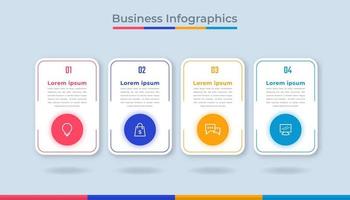 gráfico de proceso de visualización de datos comerciales de infografía de línea de tiempo. gráfico de diagrama abstracto con pasos, opciones vector