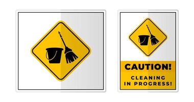 Cleaning in Progress Warning Sign Label Symbol Icon Vector Illustration