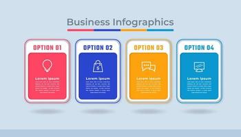 gráfico de proceso de visualización de datos comerciales de infografía de línea de tiempo. gráfico de diagrama abstracto con pasos, opciones vector