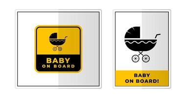 Baby on Board Sign Label Symbol Icon Vector Illustration