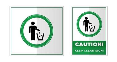 Keep clean Sign Label Symbol Icon Vector Illustration