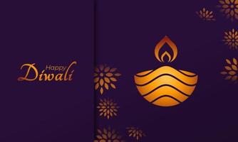 Happy Diwali Luxury Greeting Card for India Festival of Lights Holiday Invitation Template vector