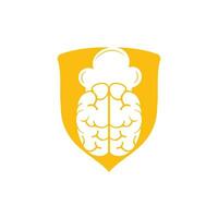 concepto de diseño de logotipo de vector de chef inteligente. icono de cerebro y sombrero de chef.